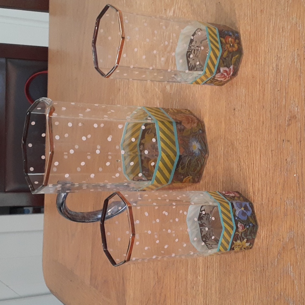 Mackenzie Childs Pitcher with 2 Glasses